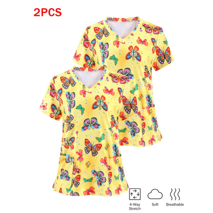 Women's Butterfly Graphic T-Shirt - 2-Pack V-Neck Short Sleeve – view 9