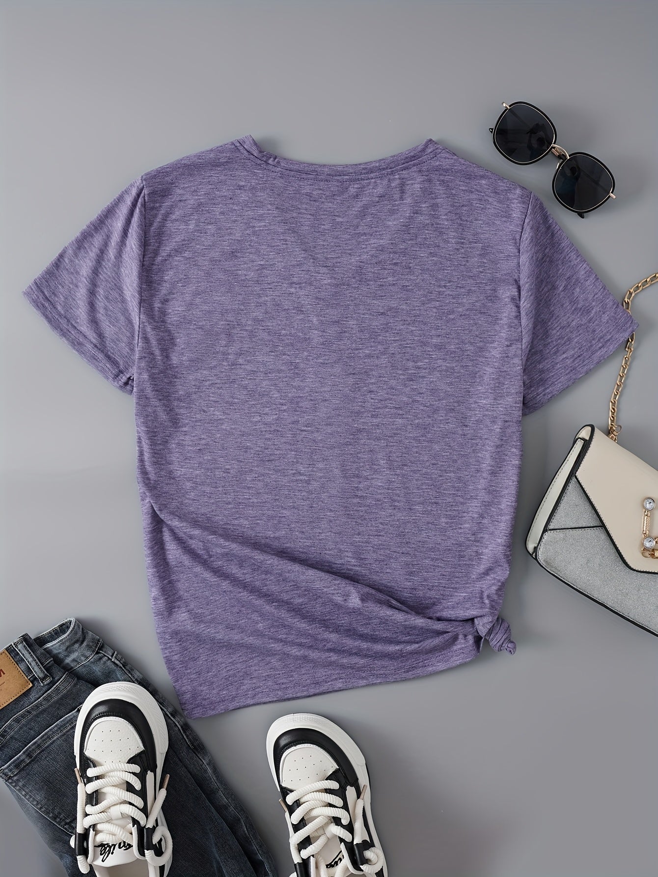 Women's Butterfly Print T-Shirt - V-Neck Short Sleeve detail view