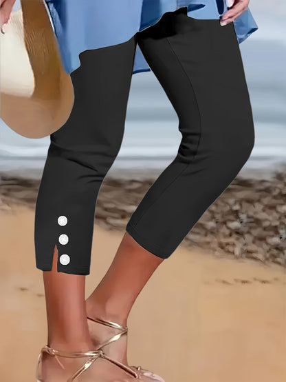 Women's Capri Leggings - 3-Pack Elastic Waist detail view
