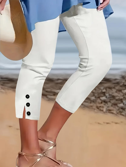 Women's Capri Leggings - 3-Pack Elastic Waist detail view