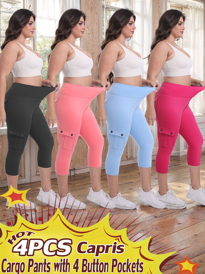 Women's Capri Leggings - 4-Pack High-Waist detail view