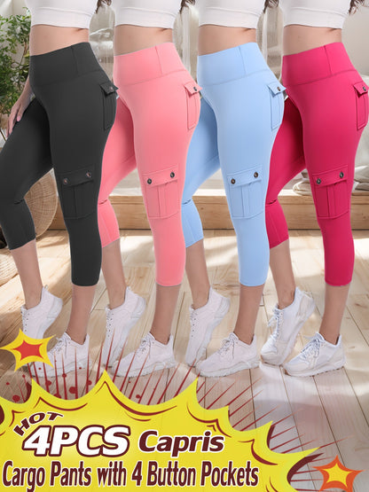 Women's Capri Leggings - 4-Pack High-Waist detail view
