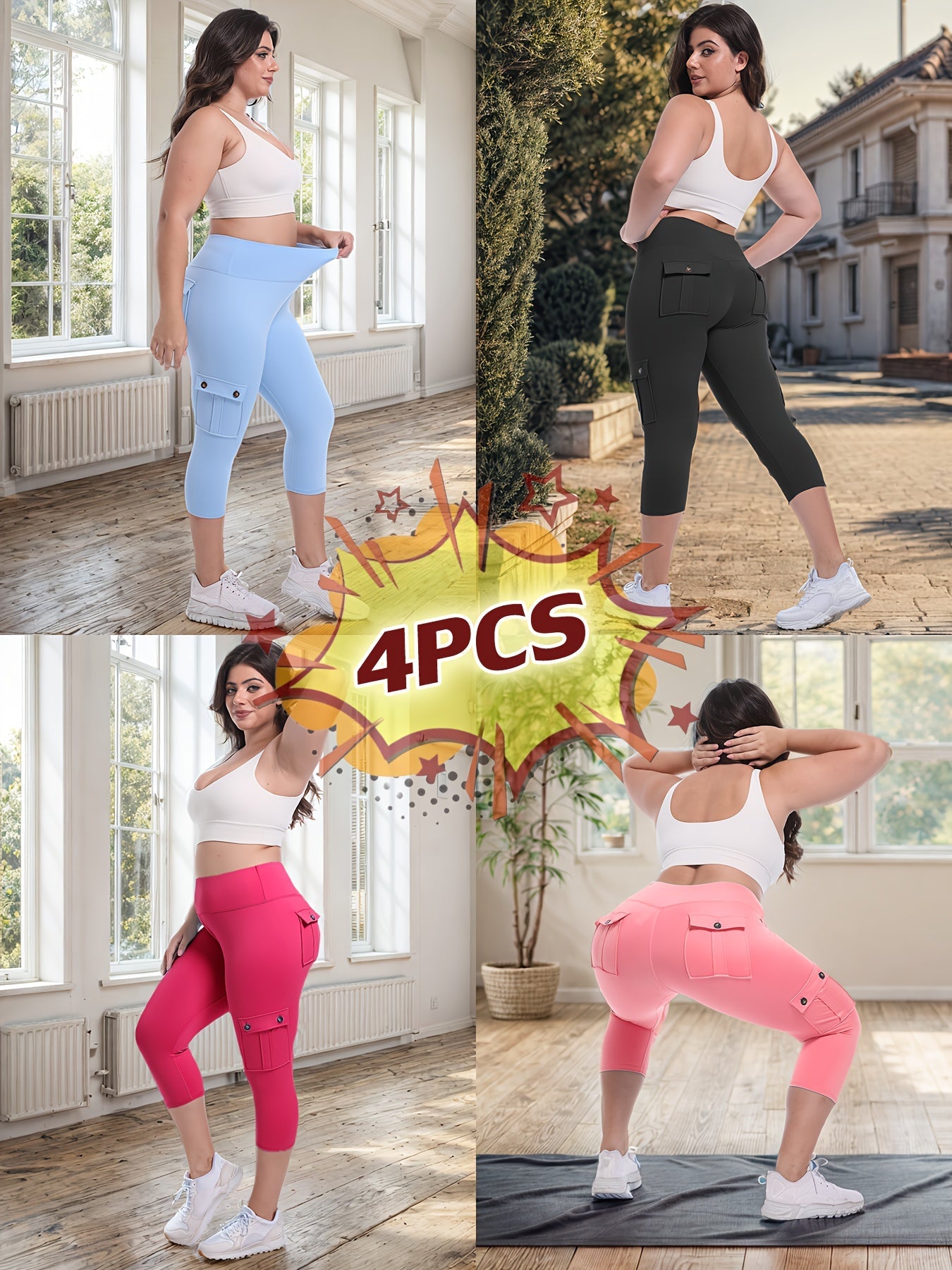 Women's Capri Leggings - 4-Pack High-Waist detail view