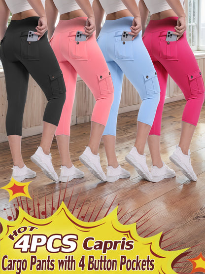 Women's Capri Leggings - 4-Pack High-Waist – Black option – main product image