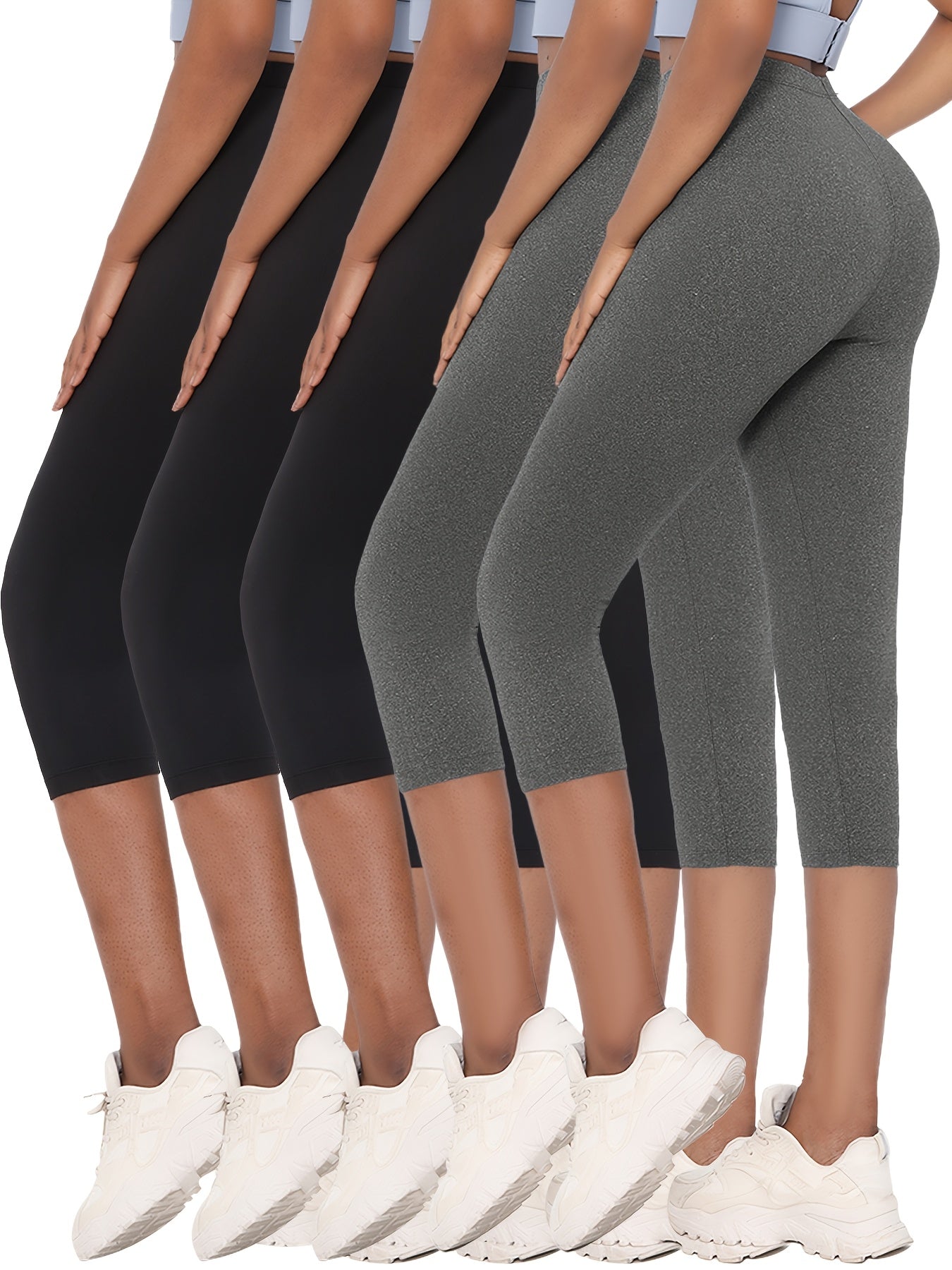 Women's Capri Leggings - 5-Pack Elastic Waist – main product image