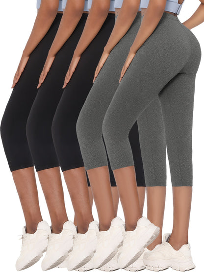 Women's Capri Leggings - 5-Pack Elastic Waist – main product image