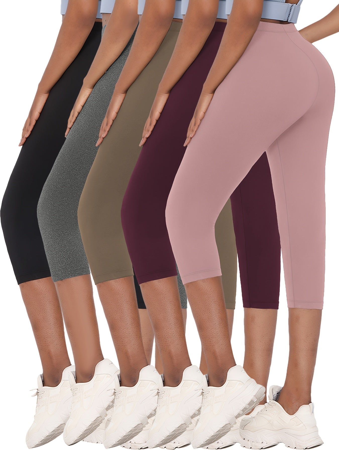 Women's Capri Leggings - 5-Pack Elastic Waist – view 2