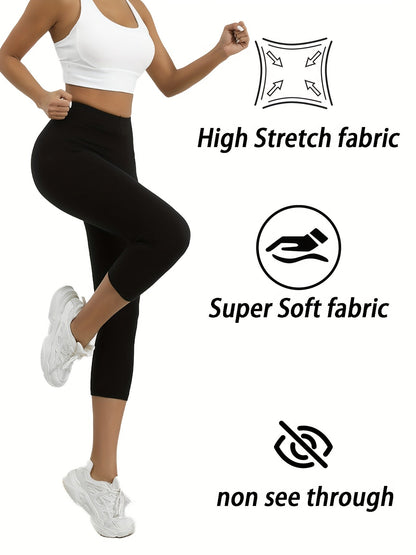 Women's Capri Leggings - 5-Pack Elastic Waist detail view