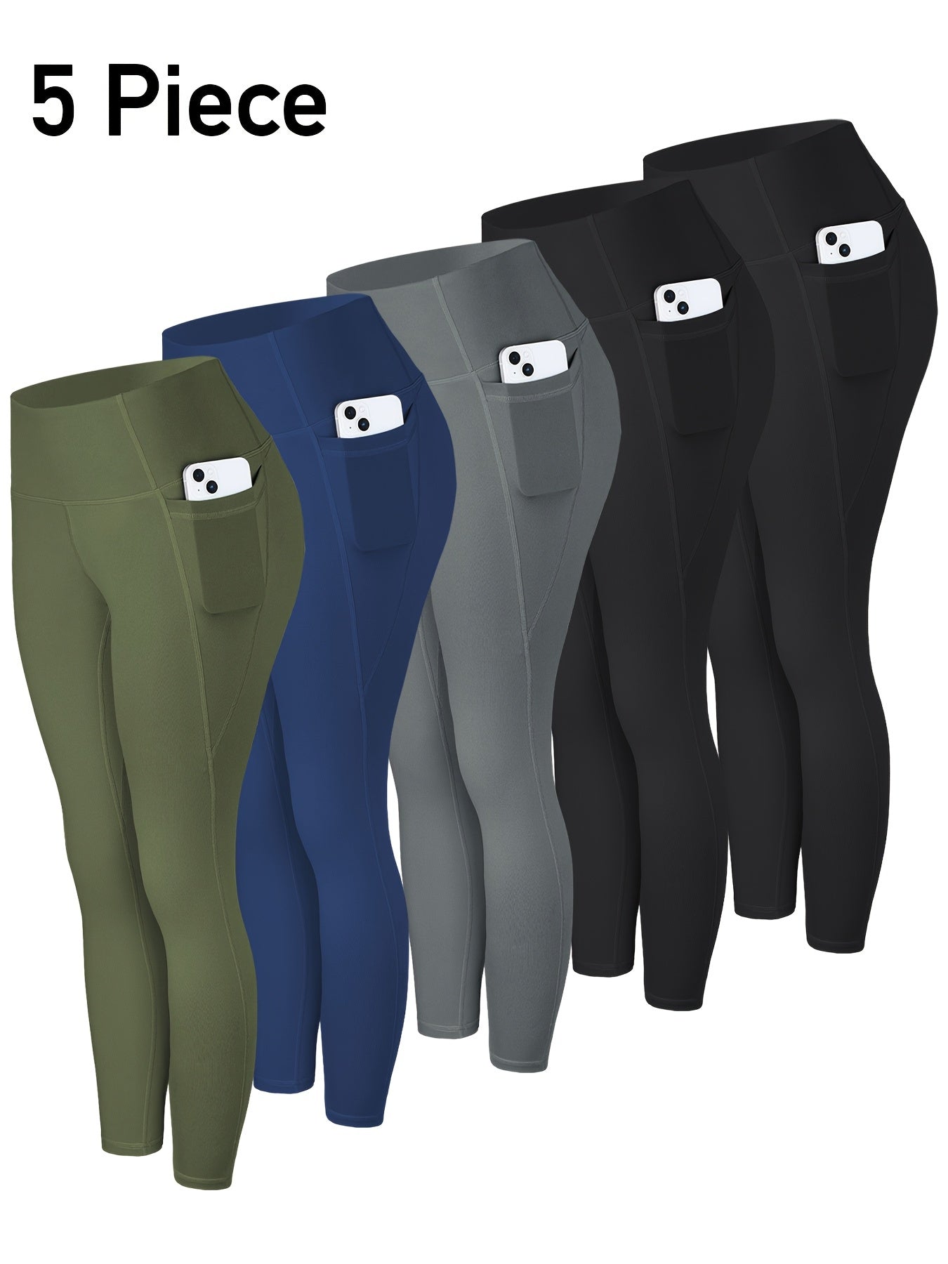 Women's Capri Leggings - 5-Pack High-Waist detail view