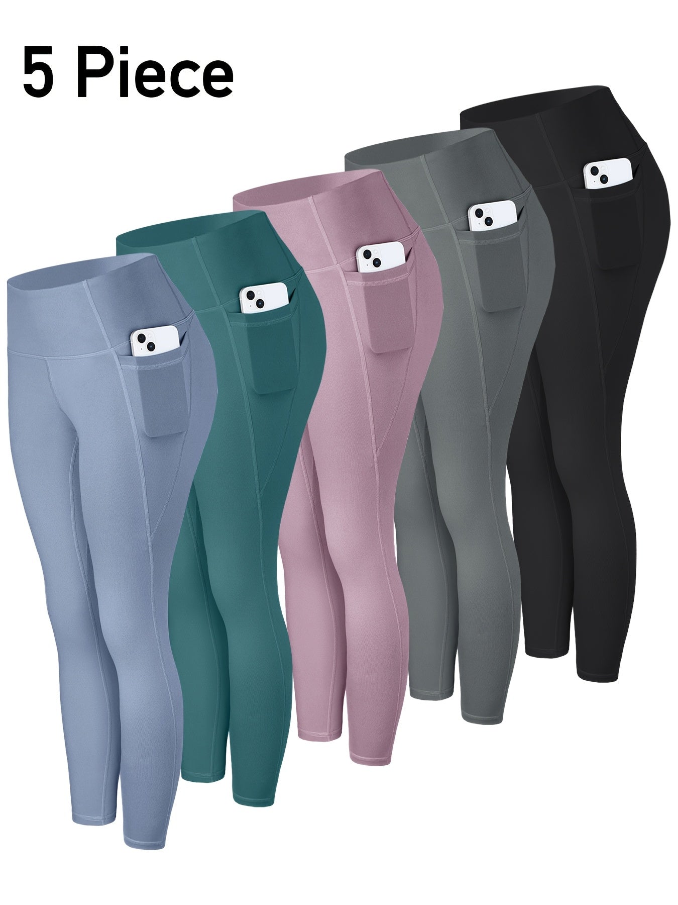Women's Capri Leggings - 5-Pack High-Waist detail view