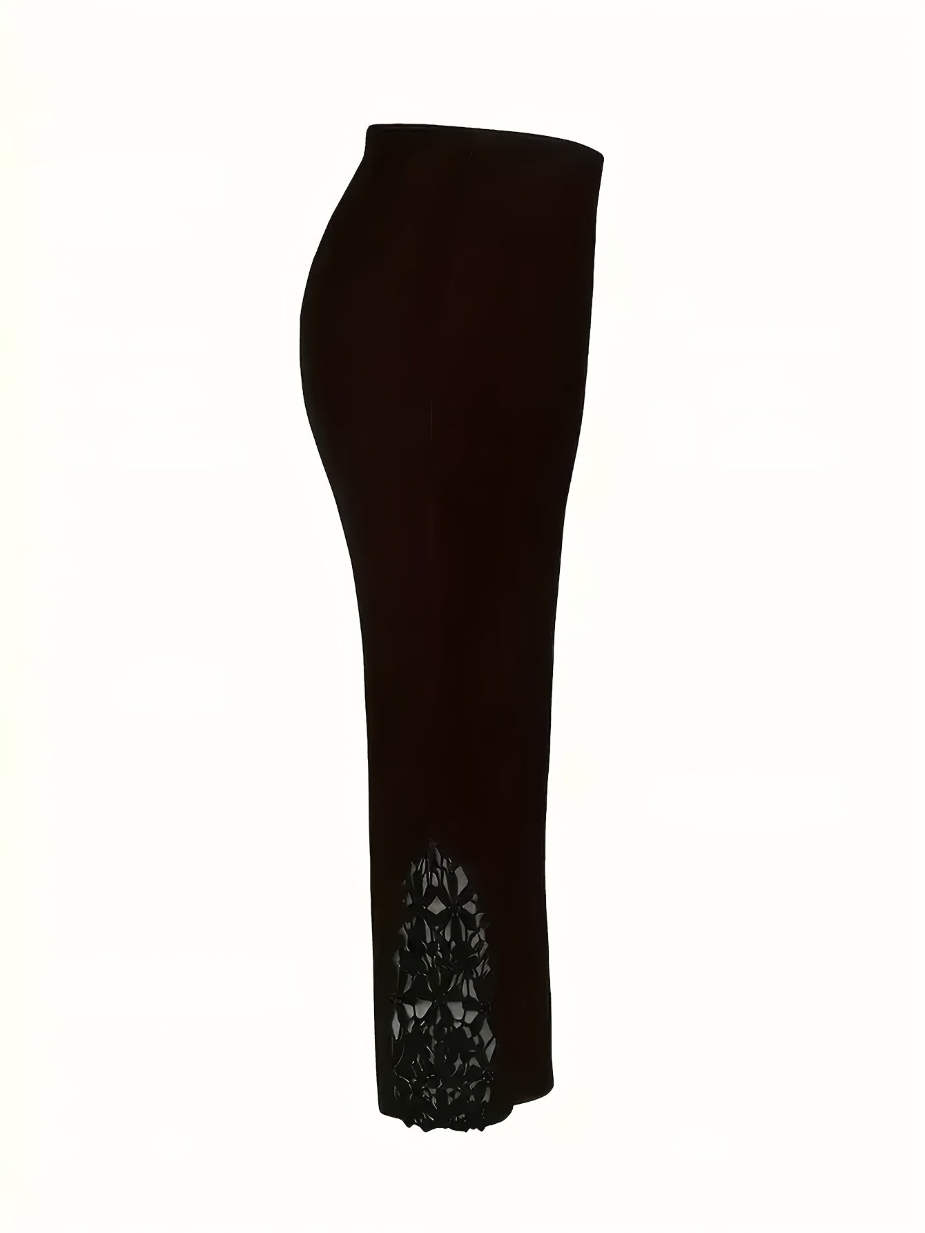Women's Capri Leggings - Elastic Waist Lace Trim detail view