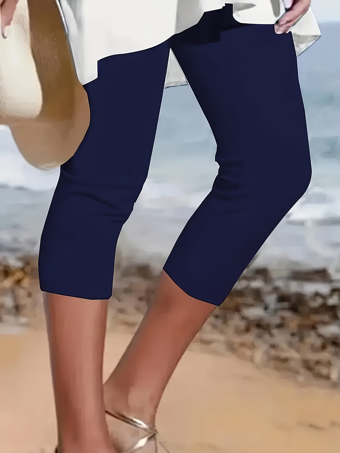 Women's Capri Leggings - Elastic Waist Slim Fit – main product image