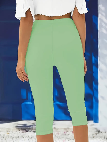Women's Capri Leggings - Elastic Waist Slim Fit detail view