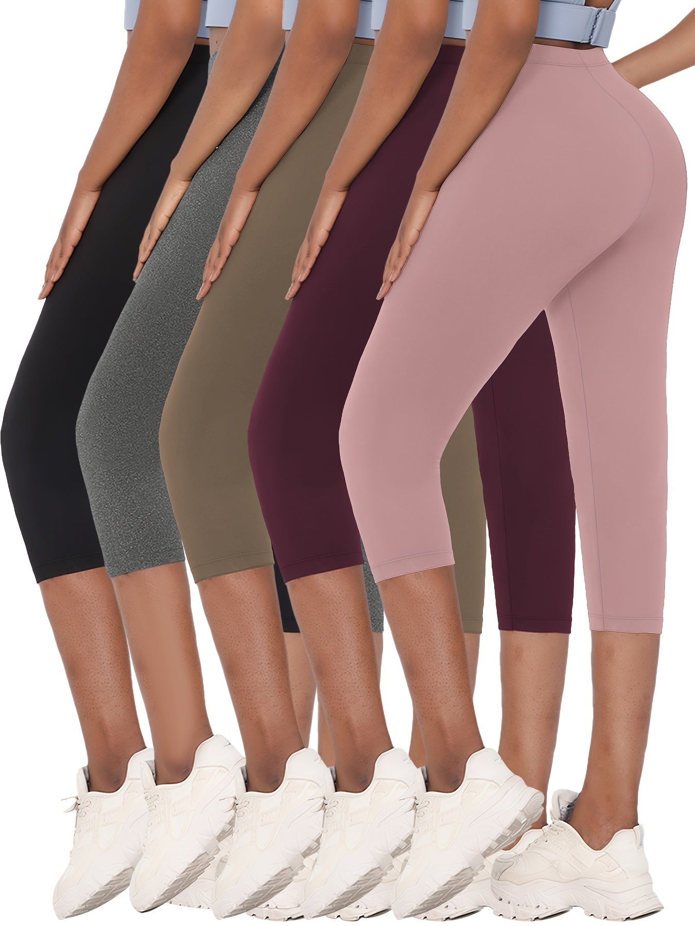 Women's Capri Leggings - Elastic Waist Stretch Fit – view 4