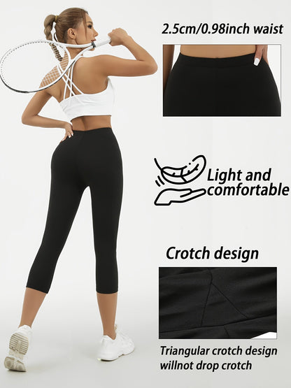 Women's Capri Leggings - Elastic Waist Stretch Fit – view 7