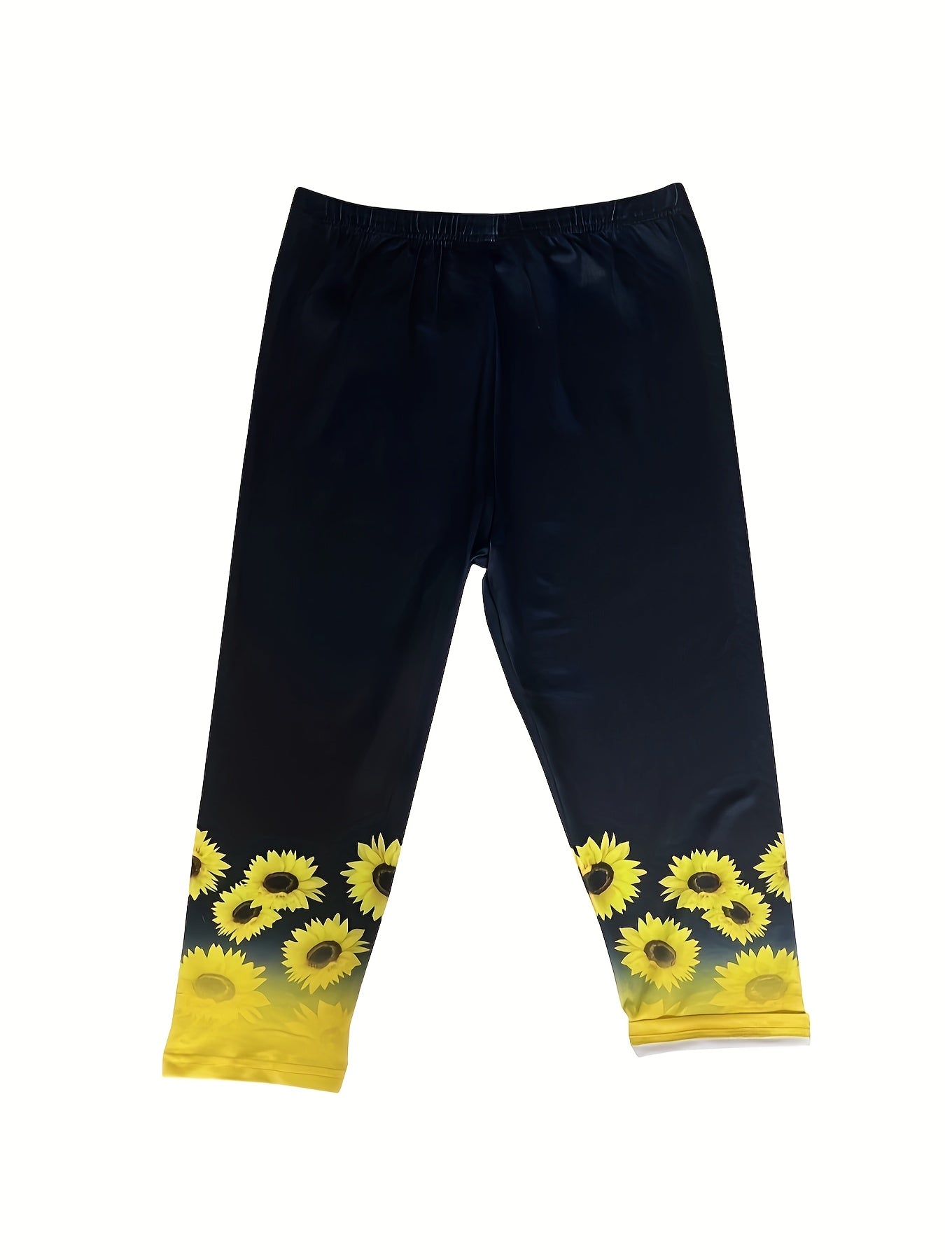 Women's Capri Leggings - Floral Print Slim Fit detail view