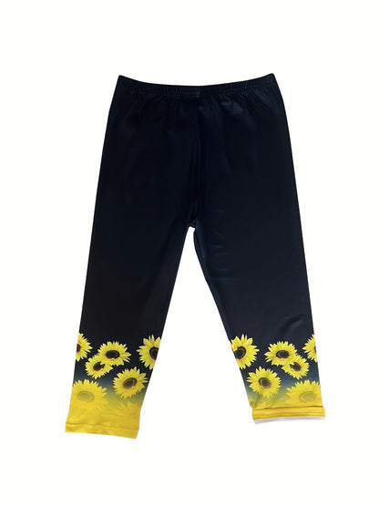 Women's Capri Leggings - Floral Print Slim Fit detail view