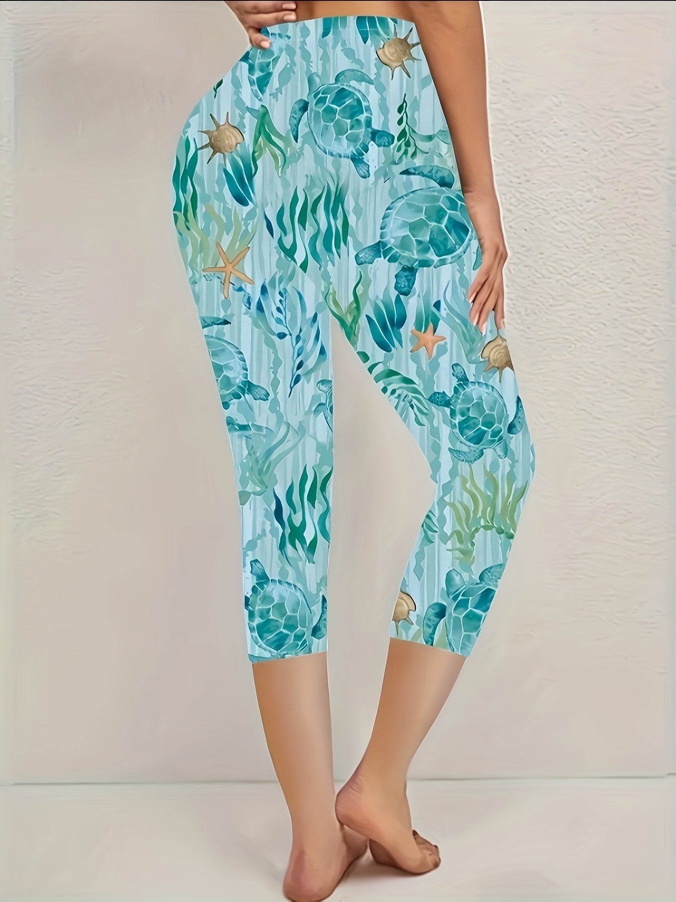 Women's Capri Leggings - High-Waist Fit – Multicolor Colorway 00293 detail view