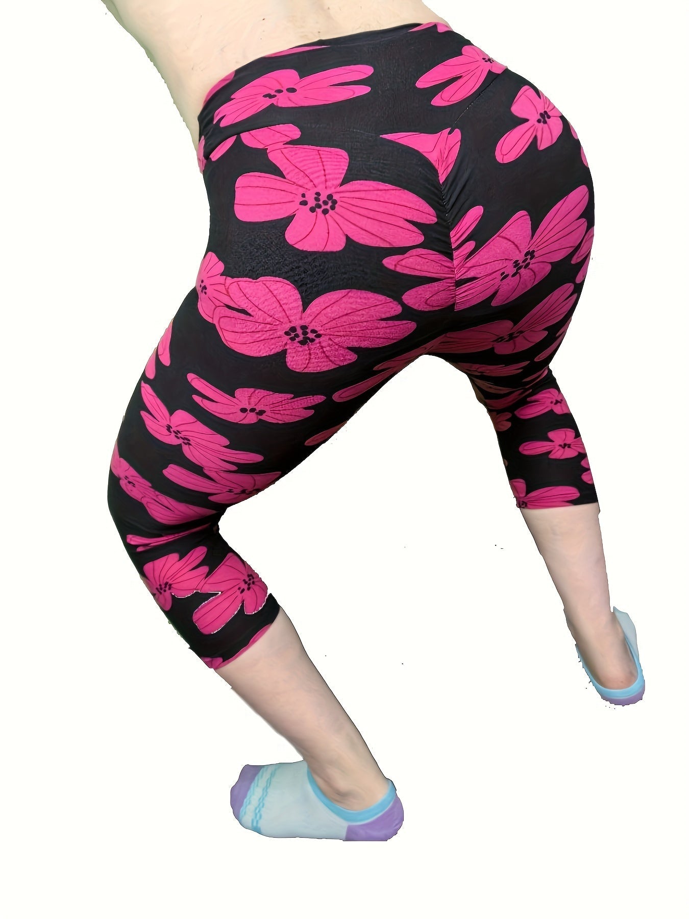 Women's Capri Leggings - High-Waist Stretch Fit detail view