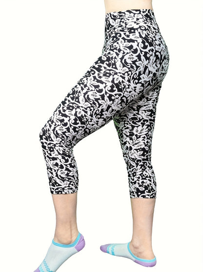 Women's Capri Leggings - High-Waist Stretch Fit – BLUE option – view 2