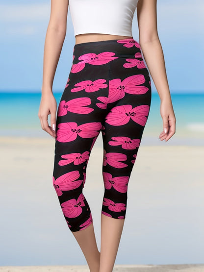 Women's Capri Leggings - High-Waist Stretch Fit – BLUE option – view 3