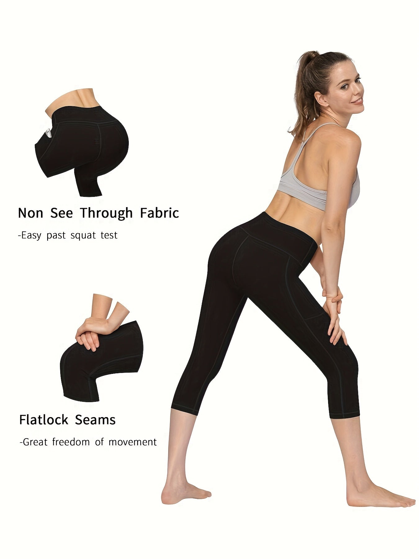 Women's Capri Leggings - Pockets Stretch Fit detail view