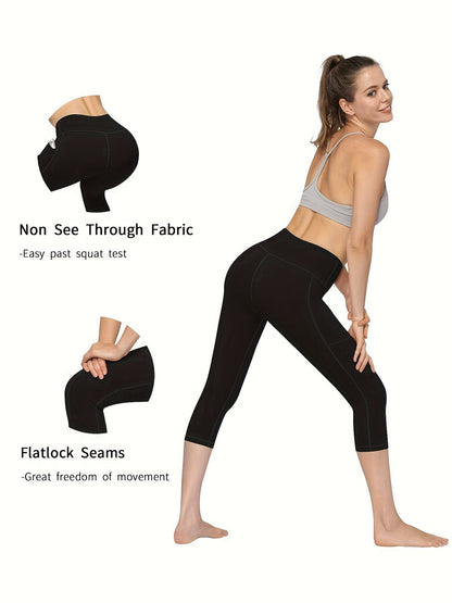 Women's Capri Leggings - Pockets Stretch Fit detail view