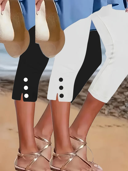 Women's Capri Leggings - Stretch Comfort – 6-Color Selection detail view