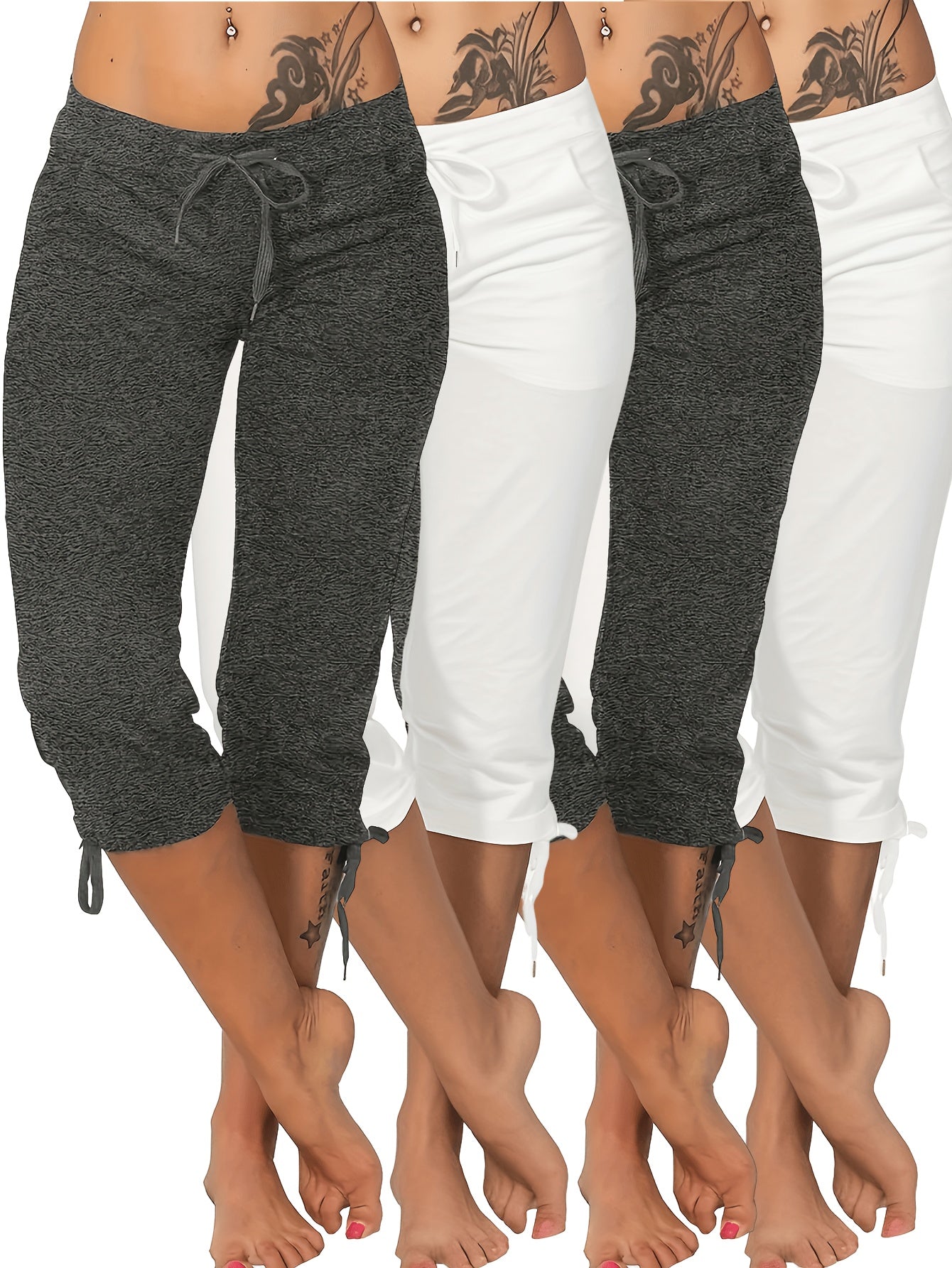 Women's Capri Pants - Drawstring Waist Relaxed fit 98 detail view