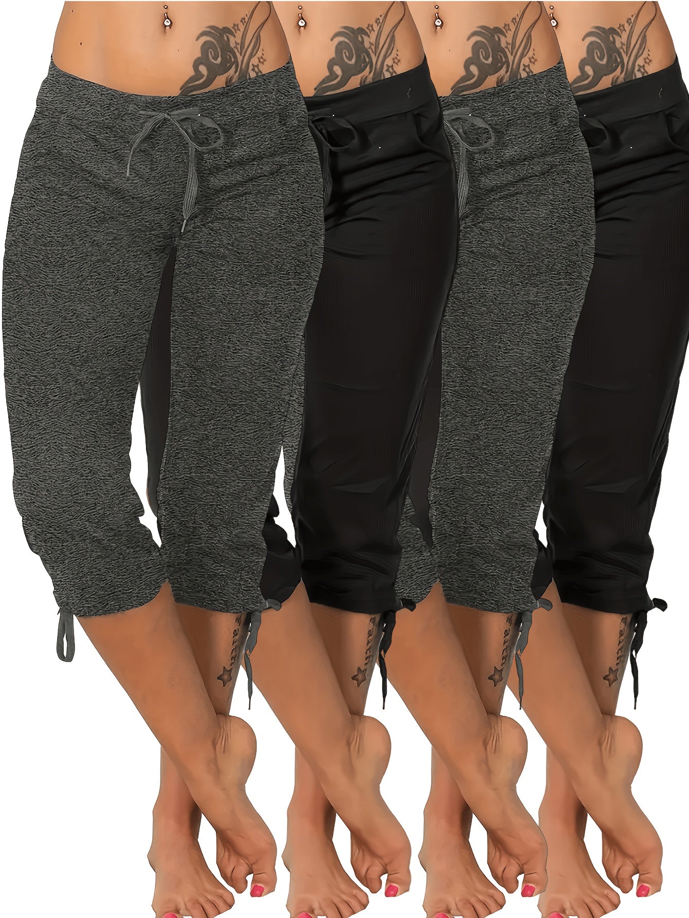 Women's Capri Pants - Drawstring Waist Relaxed fit 98 detail view