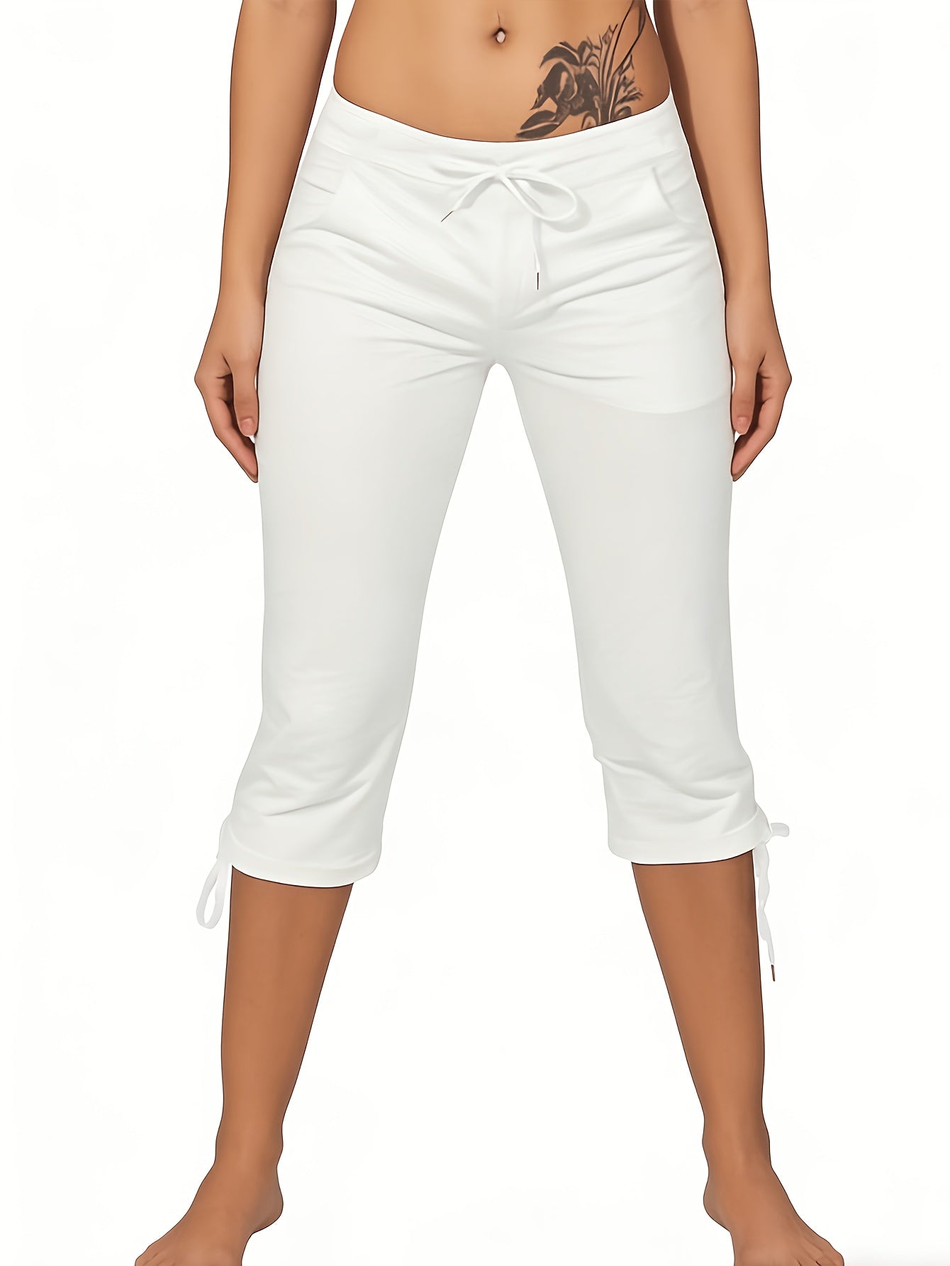 Women's Capri Pants - Drawstring Waist Relaxed fit 98 detail view