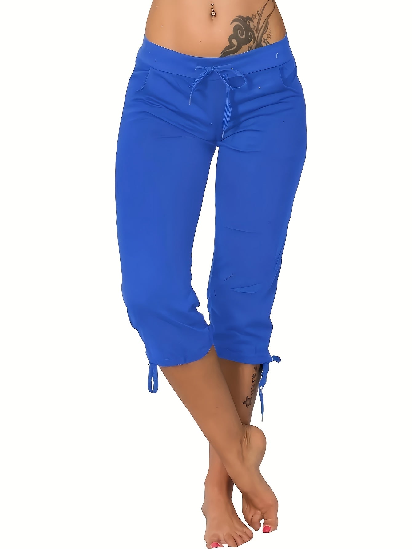 Women's Capri Pants - Drawstring Waist Relaxed fit 98 detail view