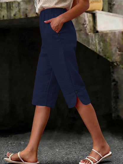Women's Capri Pants - Elastic Waist Wide leg detail view