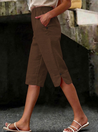 Women's Capri Pants - Elastic Waist Wide leg – Grey option – view 4