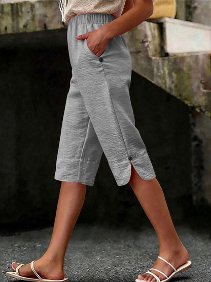 Women's Capri Pants - Elastic Waist Wide leg – Grey option – view 5