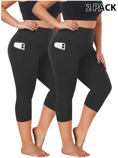 Women's Capri Pants - High-Waist Fit – Sizes 0XL–5XL – Black option – view 3