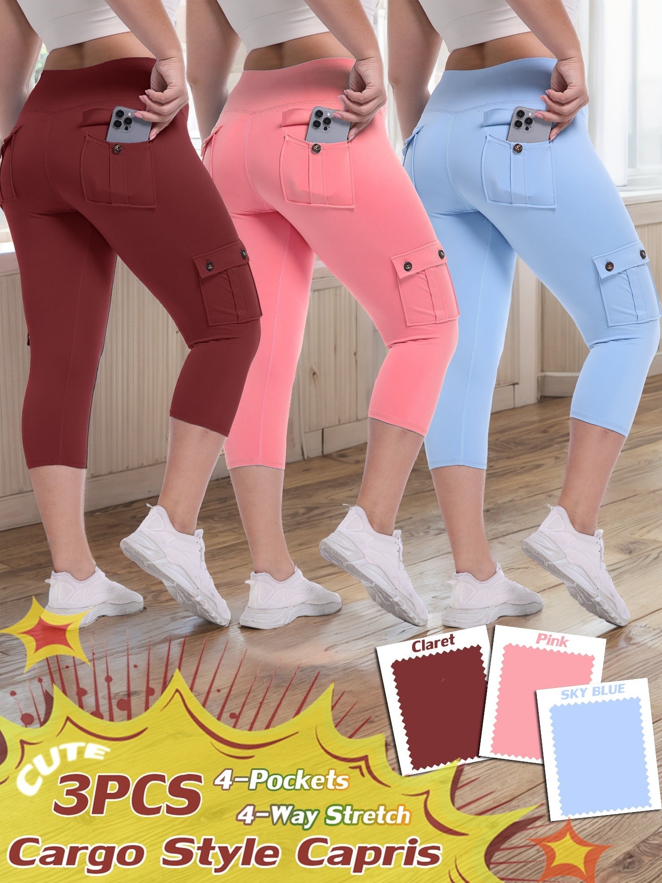 Women's Capri Pants - High-Waist Fit – Sizes S–XXL – Black option – main product image