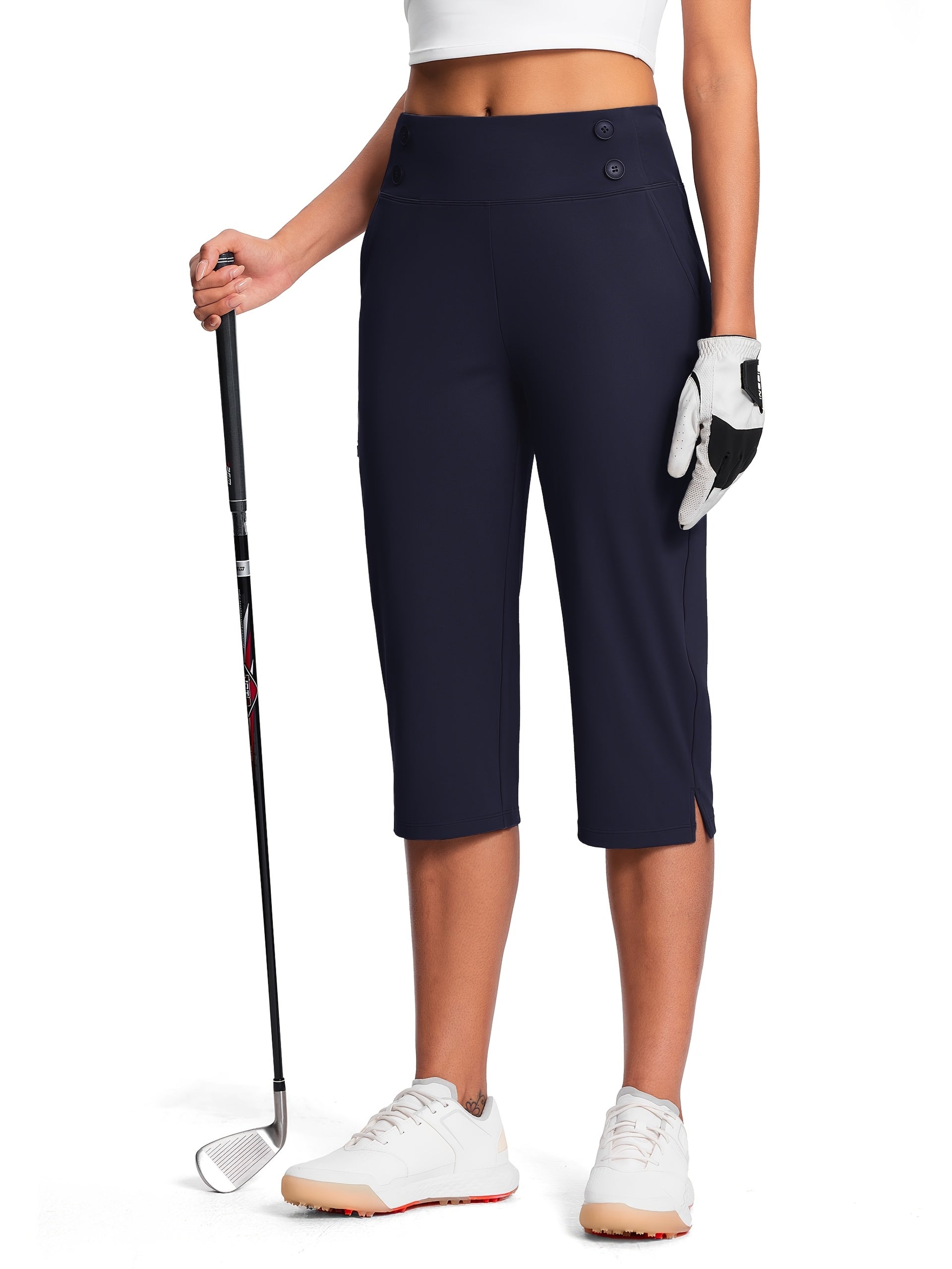 Women's Capri Pants - High Waist Relaxed fit detail view