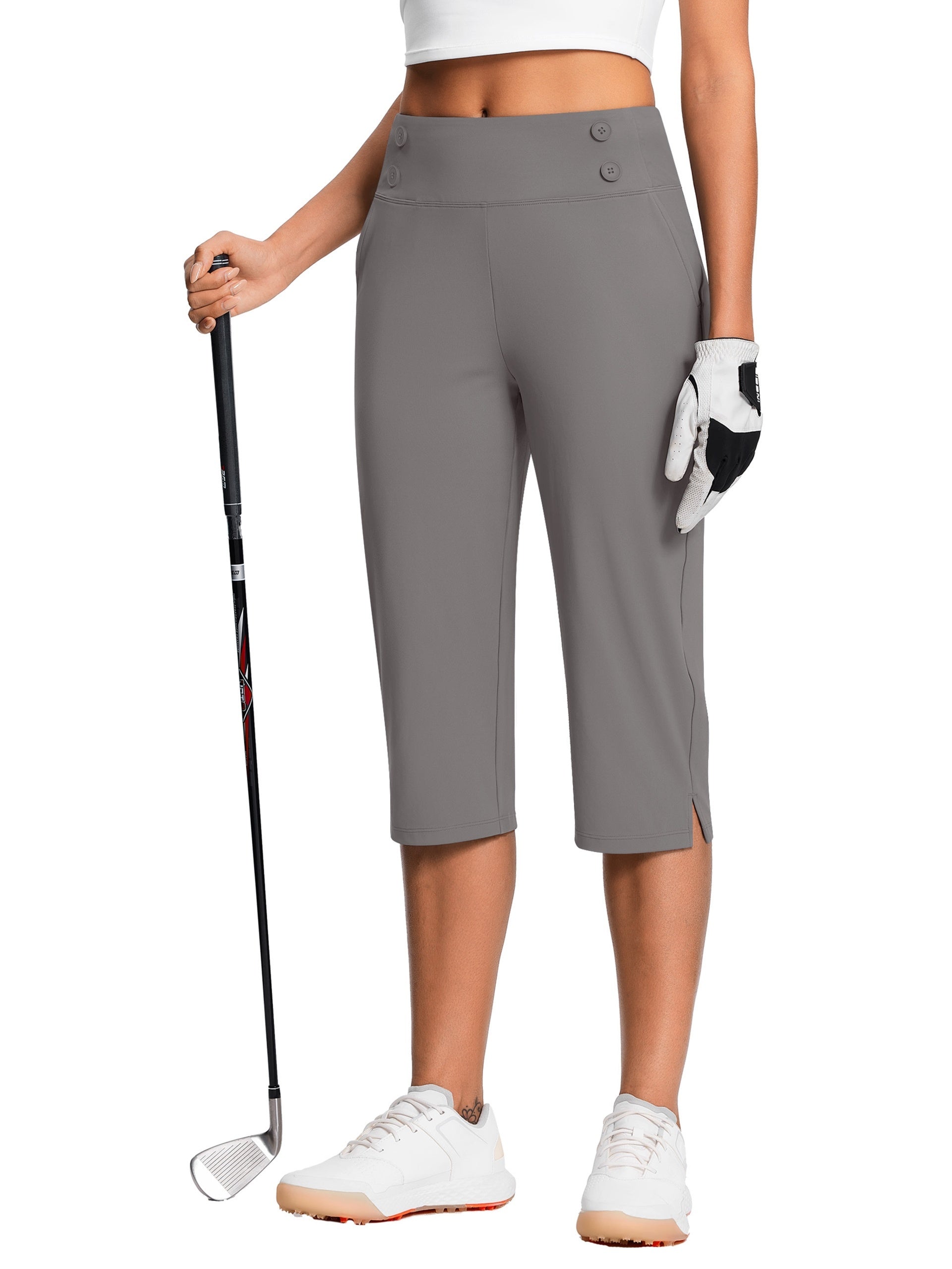 Women's Capri Pants - High Waist Relaxed fit detail view