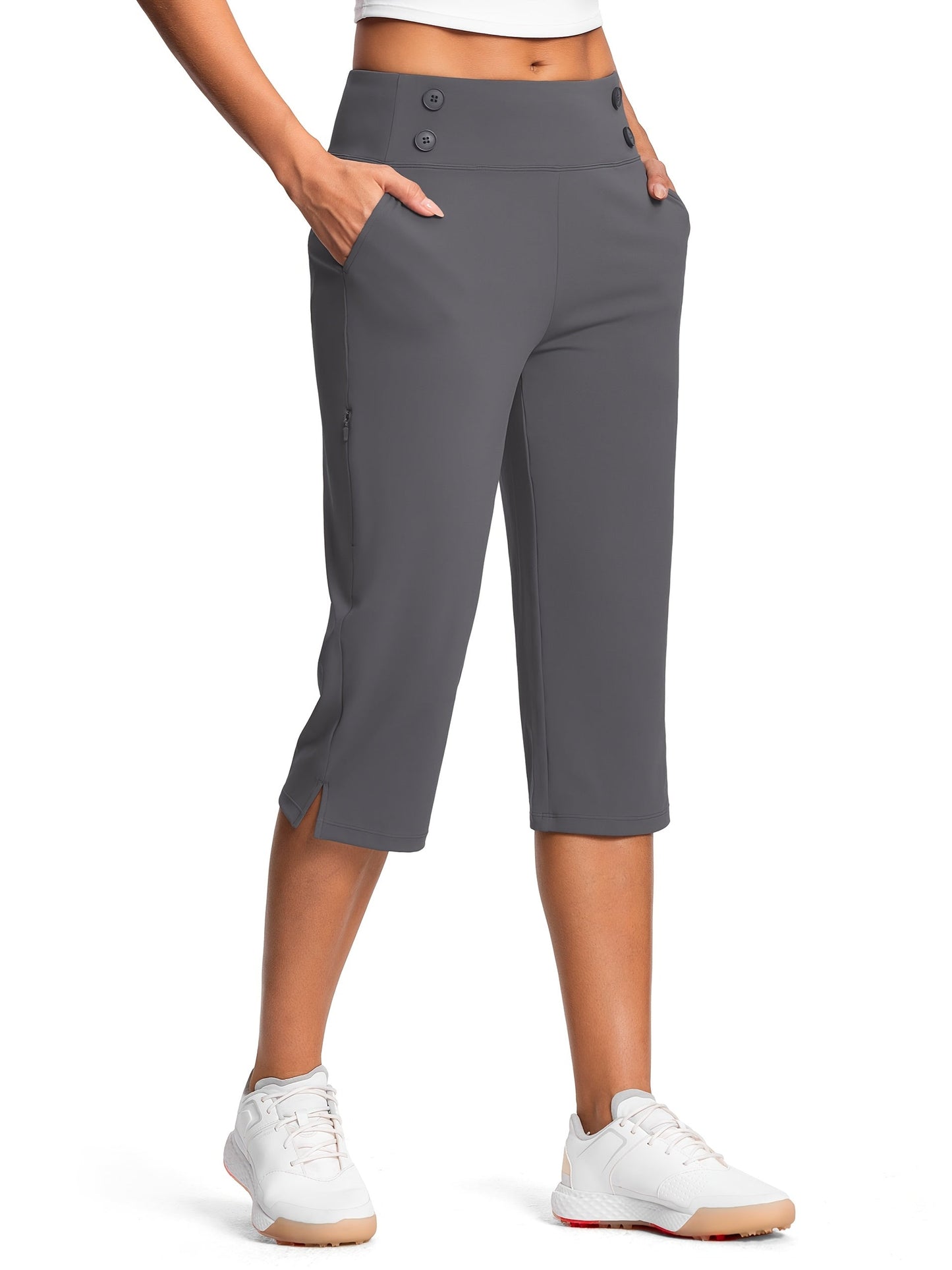 Women's Capri Pants - High Waist Relaxed fit – White option – view 7