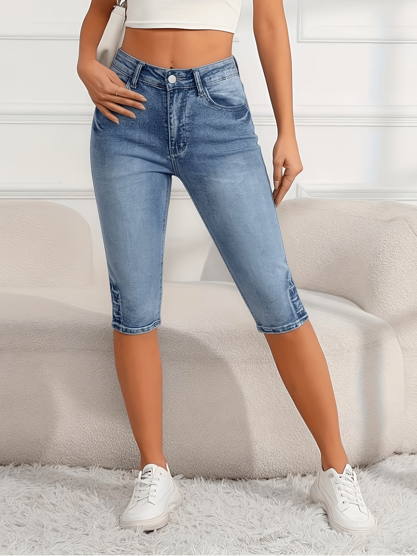 Women's Capri Pants - High Waist – Sizes S–XXL – Blue option – main product image