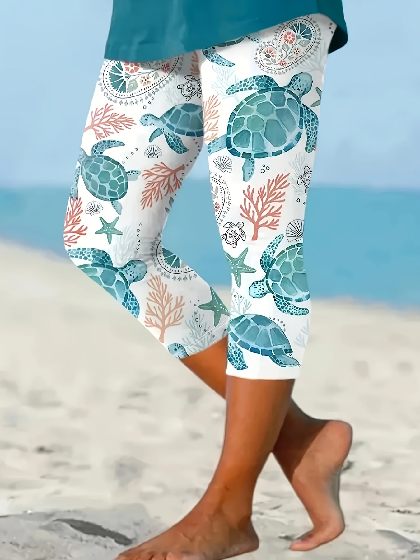Women's Capri Pants - High Waist – White – White option – main product image