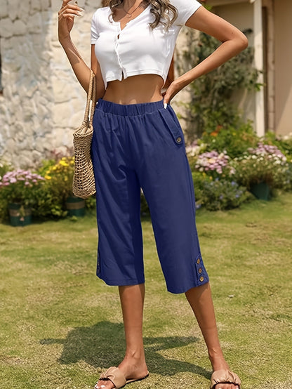 Women's Capri Pants - Stretch Relaxed fit – Blue option – view 2