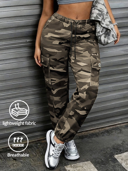 Women's Cargo Pants - Drawstring Waist Relaxed fit 09 detail view