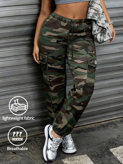 Women's Cargo Pants - Drawstring Waist Relaxed fit 09 – Gray option – view 2