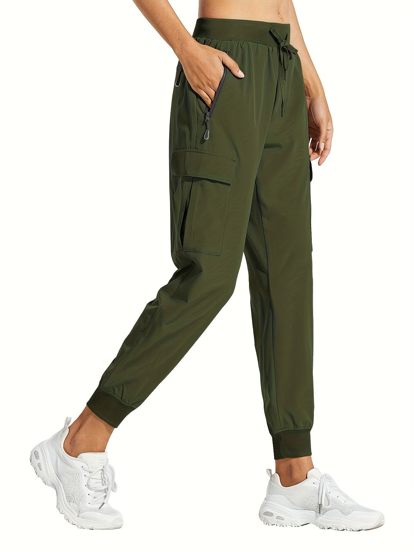 Women's Cargo Pants - Drawstring Waist Relaxed fit detail view