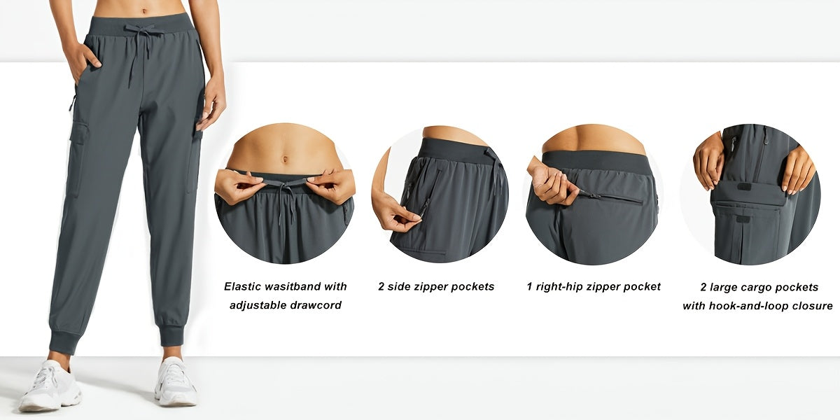 Women's Cargo Pants - Drawstring Waist Relaxed fit detail view