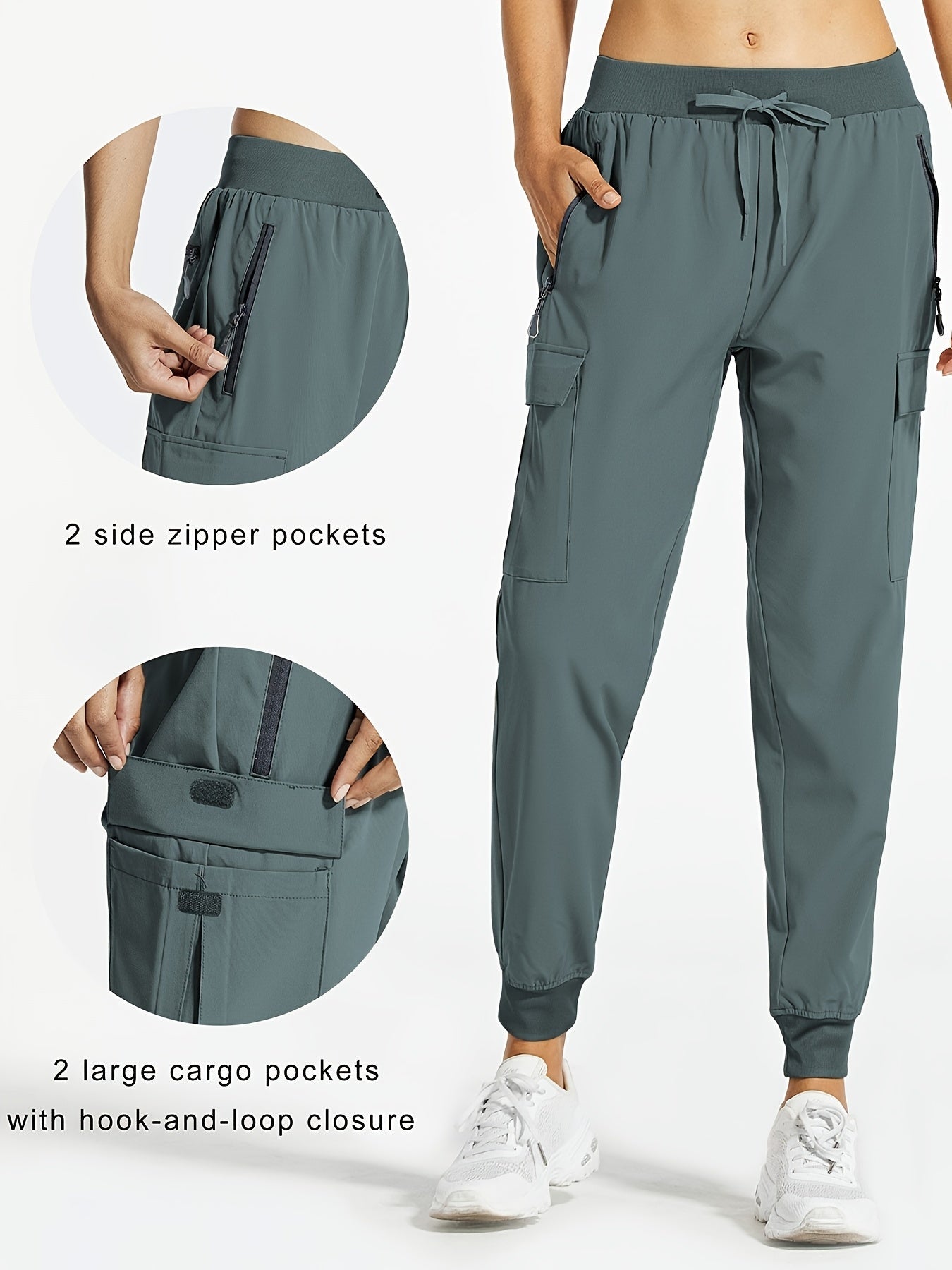Women's Cargo Pants - Drawstring Waist Relaxed fit detail view