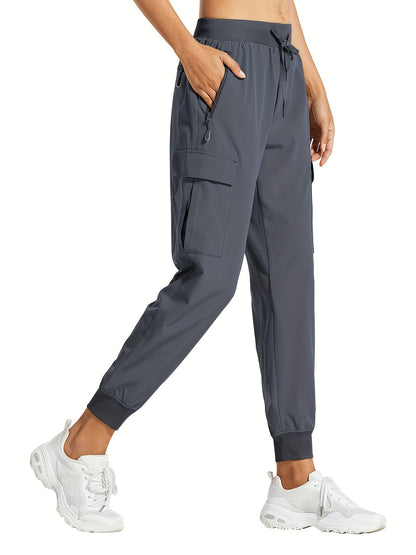 Women's Cargo Pants - Drawstring Waist Relaxed fit – Black option – view 2