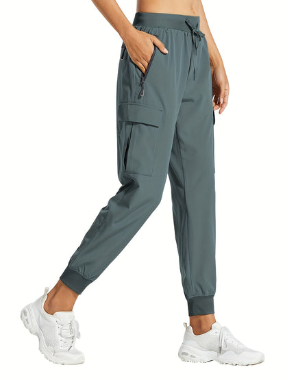 Women's Cargo Pants - Drawstring Waist Relaxed fit – Black option – view 8
